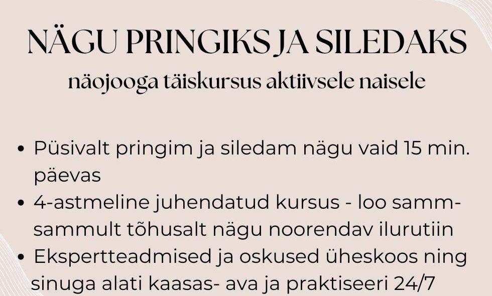 NÄGU PRINGIKS JA SILEDAKS | näojooga täiskursus aktiivsele naisele